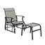 High Back Outdoor Glider Chair Set with Ottoman, Mesh Seat and Steel Frame, Black and Grey