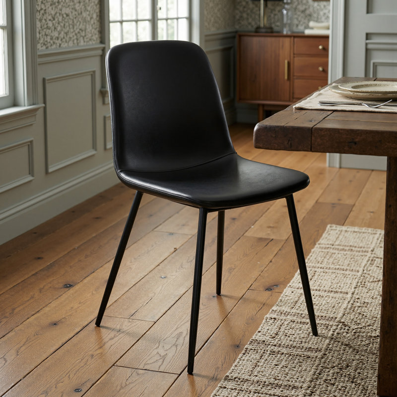 Kody Faux Vegan Leather Upholstered Dining Chair, Midnight Black Vegan Leather