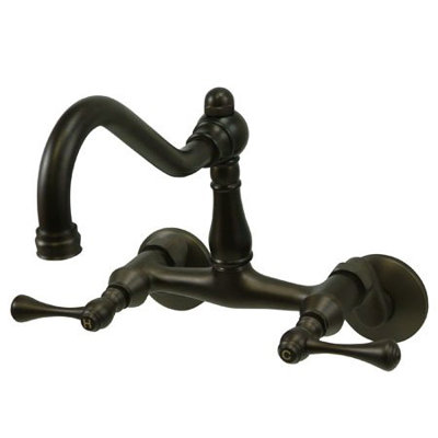 Double Handle Wall Mount Bridge Faucet with Buckingham Lever Handles