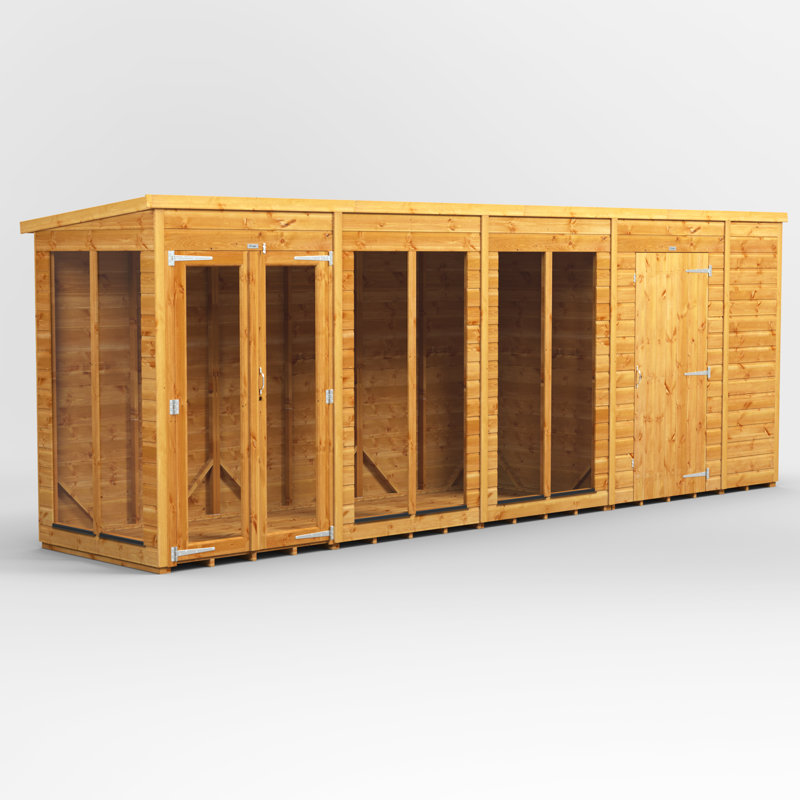 Powersheds 18 x 4ft Timber Tongue & Groove Pent Summerhouse Combi (includes 6ft Side Store)