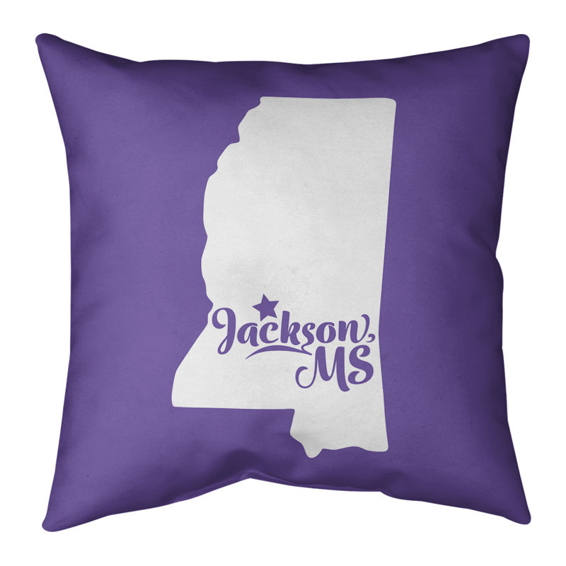 Cotton Blend Reversible Throw Pillow, 20" x 20", Purple, Jackson