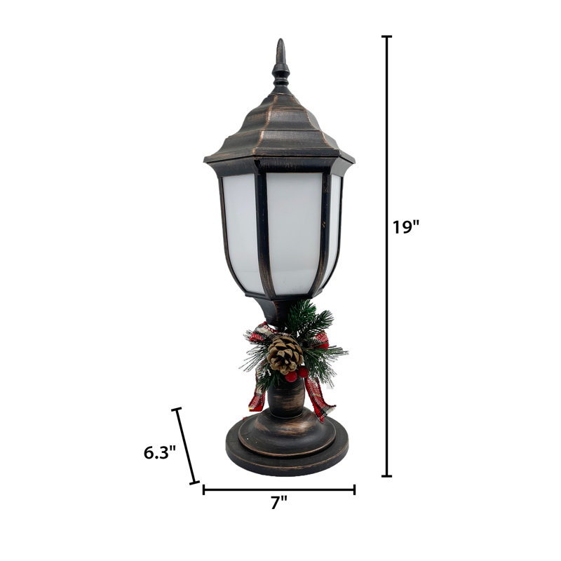 Brushed Bronze Plastic Lantern with Fireglow LEDs