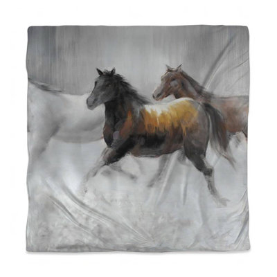 Brown Contemporary Horses Duvet Cover | Home Decor Bedding