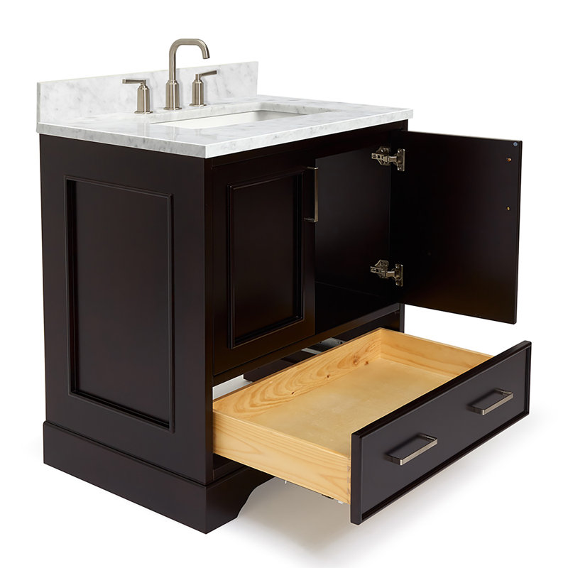31'' Single Bathroom Vanity with Carrara Marble Top, Espresso