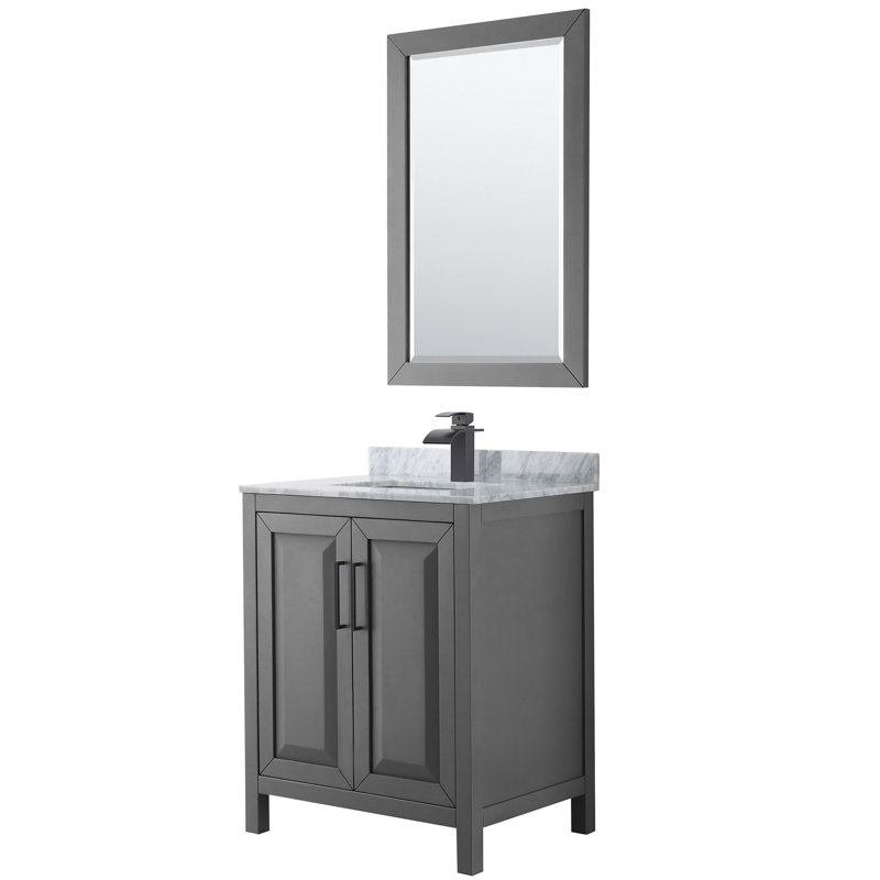 Daria 30'' W Single Vanity, Dark Gray, Matte Black, Carrara Cultured Marble