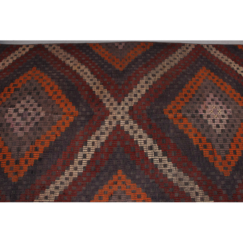 Kilim turc fabriqué à la main en mauve rayonnant pour l'élégance de la chambre à coucher avec de la laine Oushak traditionnelle et de charmants détails à pampille