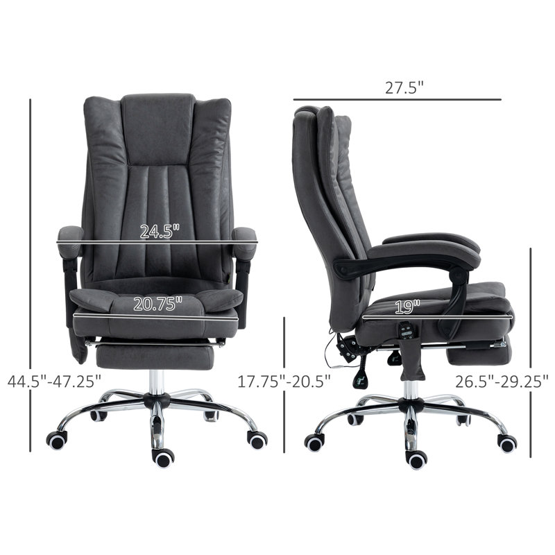 Fauteuil de massage 6 points avec chaleur, hauteur réglable, repose-pieds rétractable, fauteuil de bureau foncé, bleu, réglable, ajustement ergonomique