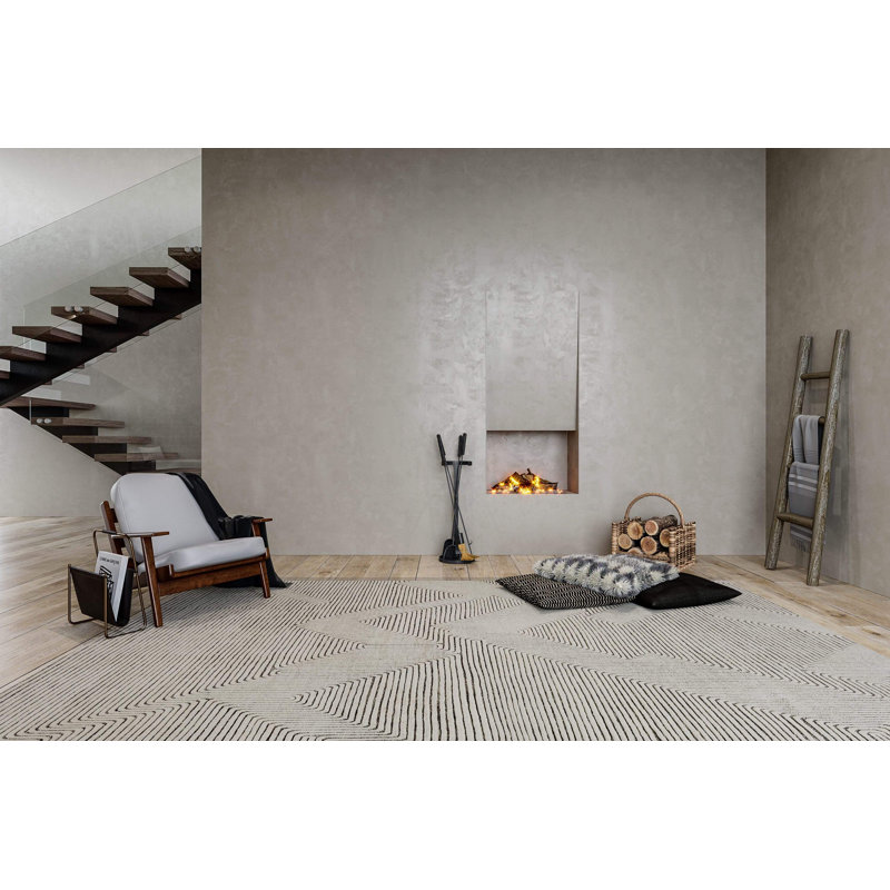 Plateau Hand Knotted Abstract Area Rug, Rectangle 6' x 9'