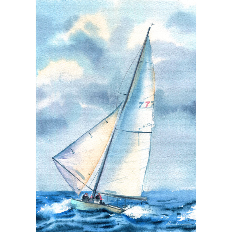Ocean Breeze Sailing Wrapped Canvas Wall Art, 48" H x 36" W