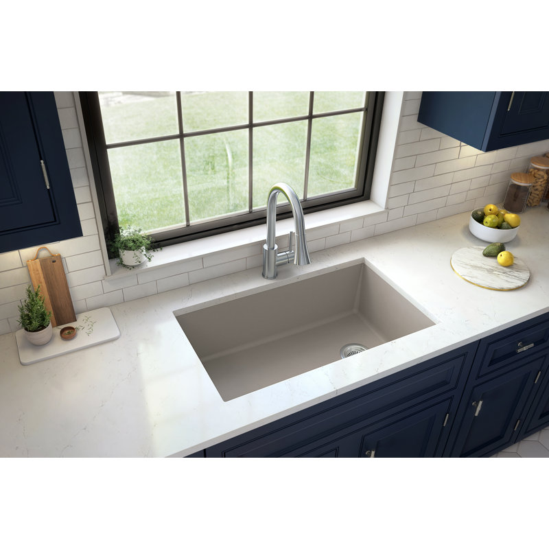 Karran Undermount Quartz Composite 31-3/4'' X 19-1/4'' Single Bowl Kitchen Sink, Concrete