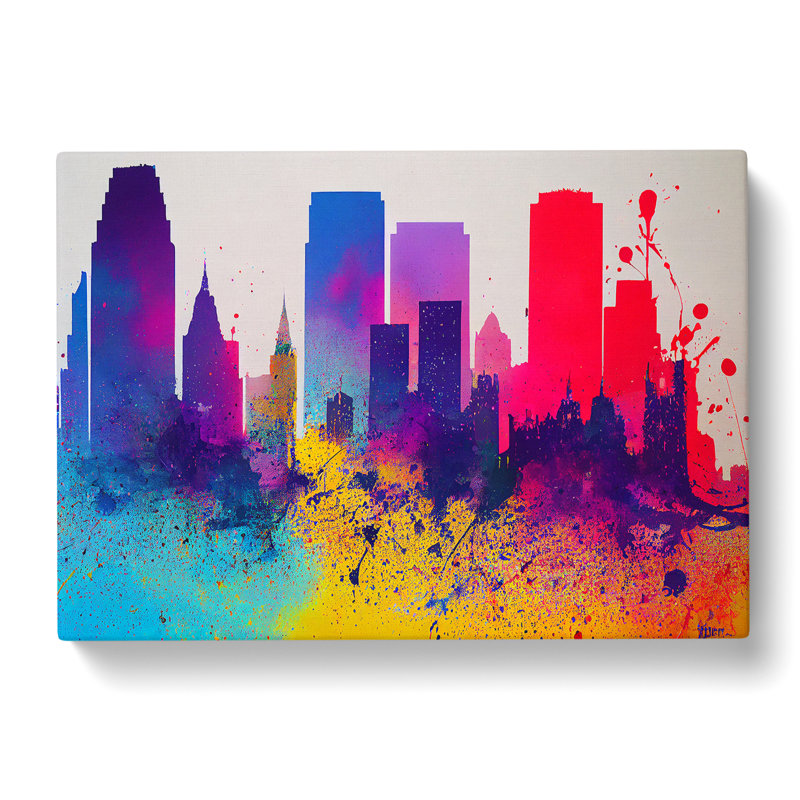 Skyscraper Skyline Splash Vol.2 - Wrapped Canvas, 35cm H x 50cm W x 3cm D