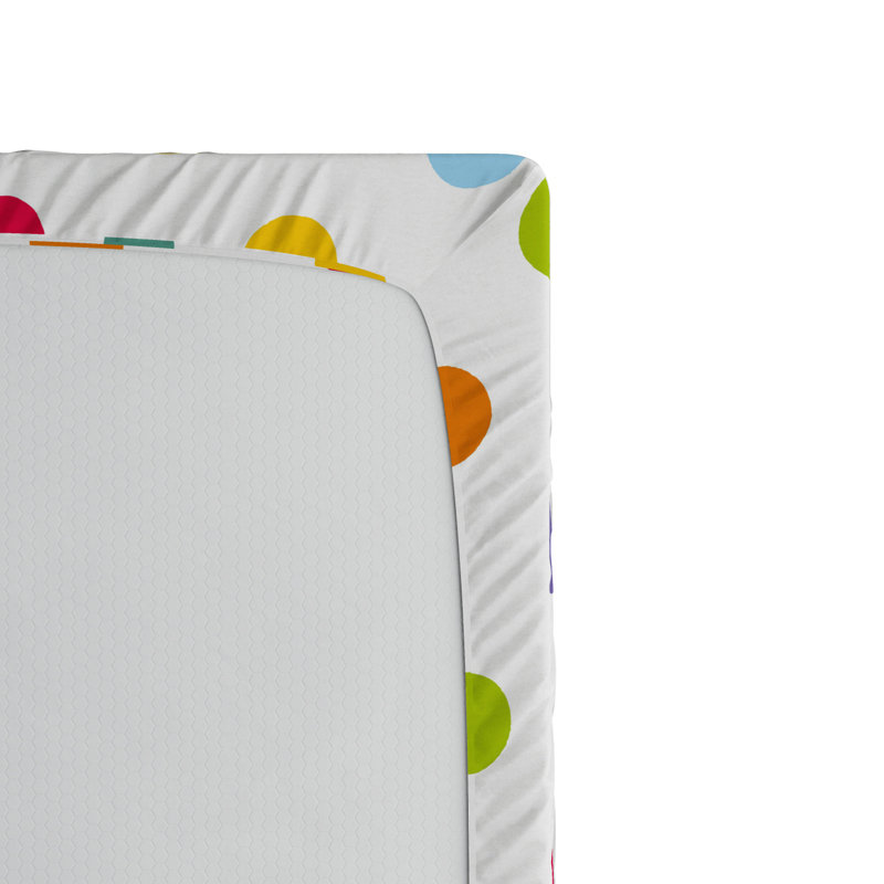 Full Size Pink and Yellow Polka Dot Microfiber Fitted Sheet