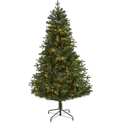  Vermont Fir Artificial Christmas Tree With LED Lights 6ft Traditional Holiday Decor