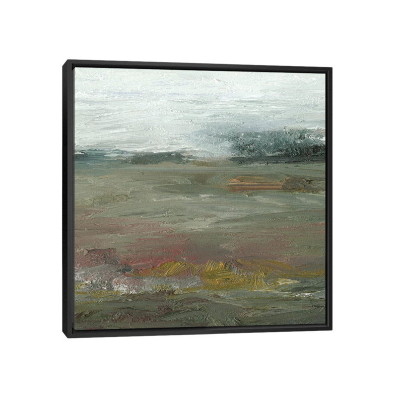 " View At Dusk " by Sharon Gordon, 18" H x 18" W x 1.5" D, Black Framed Canvas, No Mat