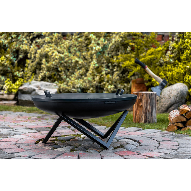 Round Steel Wood Burning Smokeless Fire Pit, 35cm H x 70cm W x 70cm D