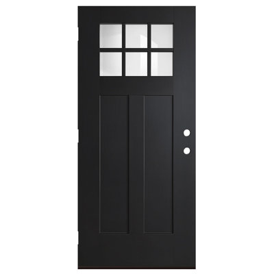 36 In. x 80 In. Fiber-Reinforced Black Front Entry Door Slab Only, Left-Hand Inswing, Tempered Low-E Glass, No Jamb