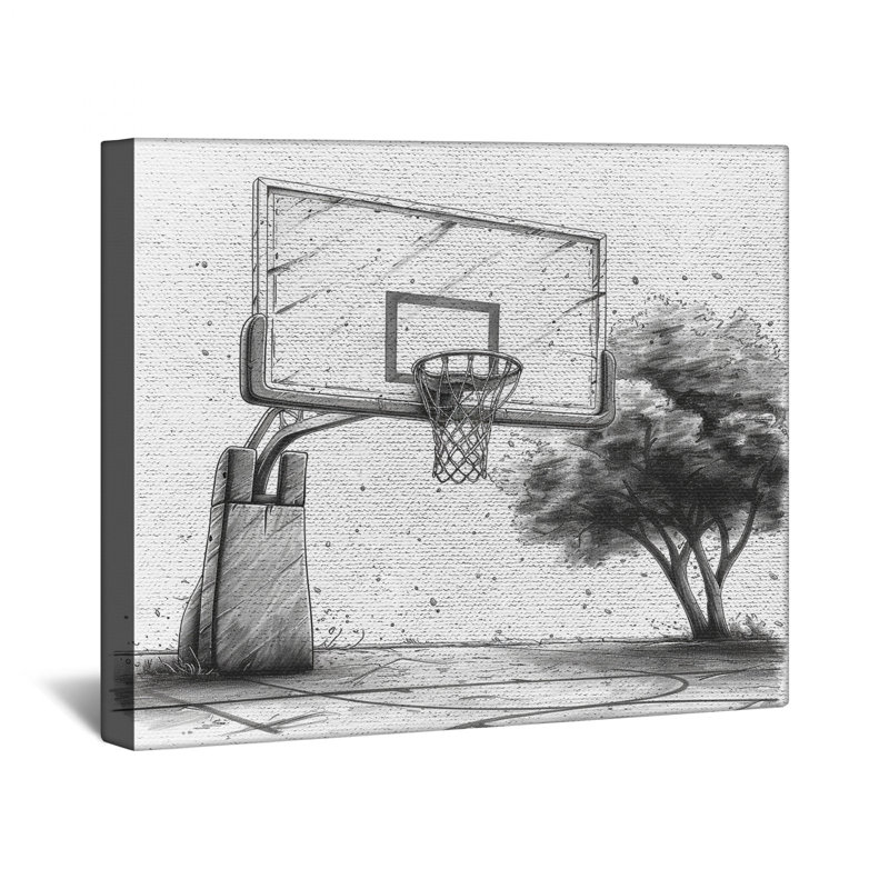 Basketball toile tendue avec châssis - décoration murale sport en plusieurs tailles, 16 po x 16 po