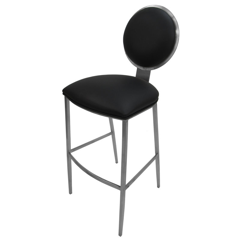 Ireoluwa Upholstered Counter Stool with Metal Frame, Black, Bar Stool (30" Seat Height)