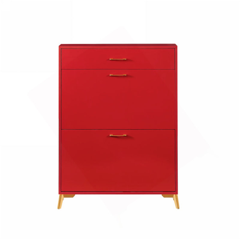 Shoe Storage Cabinet For Entryway, Free Standing Shoe Organizer With 2 Flip Drawers, Hidden Shoe Rack Storage Organizer For Doorway Hallway Closet, Red