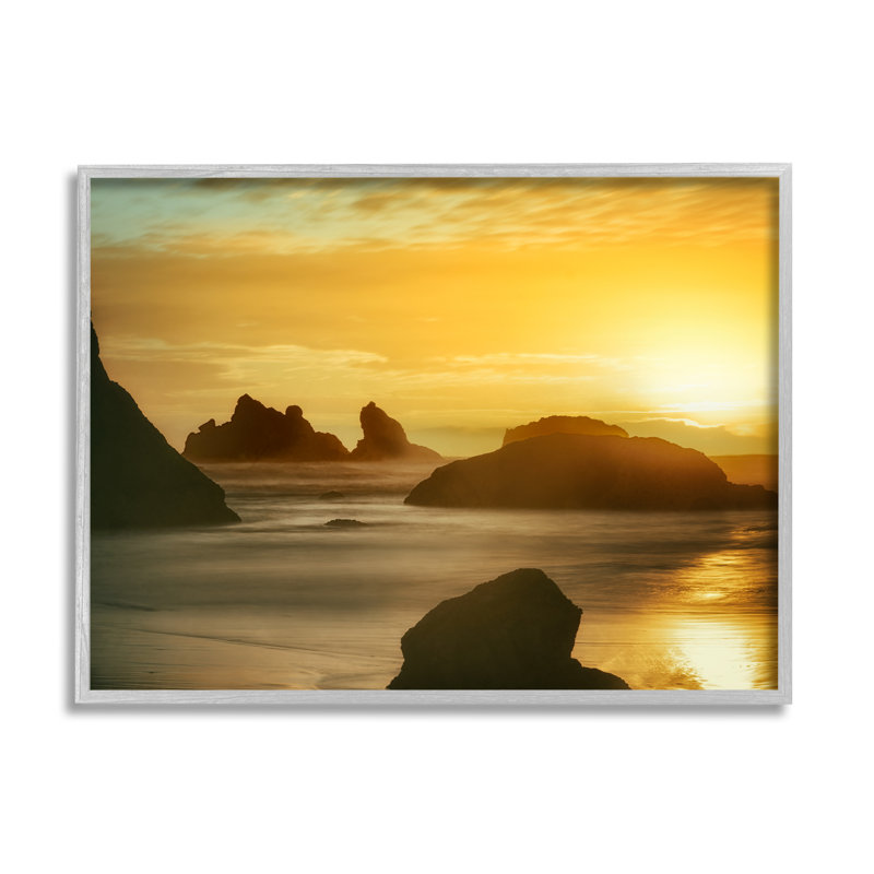 Stupell Industries Sea Stacks At Sunset, art de la giclée encadrée par Dennis Frates, H 11 po x l 14 po x P 1,5 po