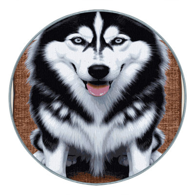 Washable Siberian Husky Dogs Area Rug