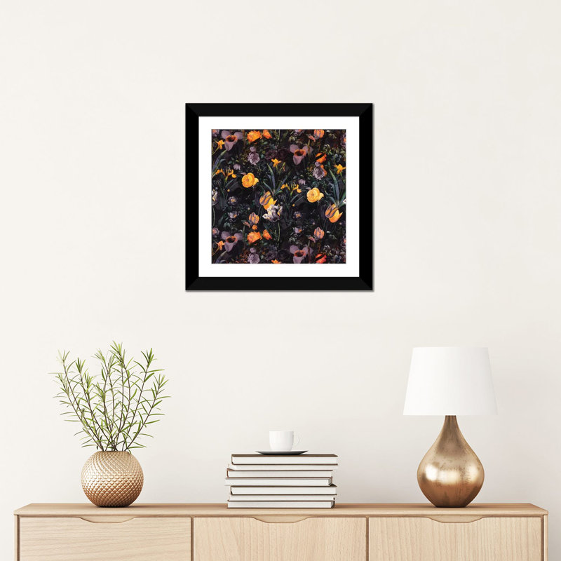 « night forest ii », reproduction d’art sur toile tendue, H 16 po x l 16 po x P 1 po, Papier d'art encadré noir, Blanc