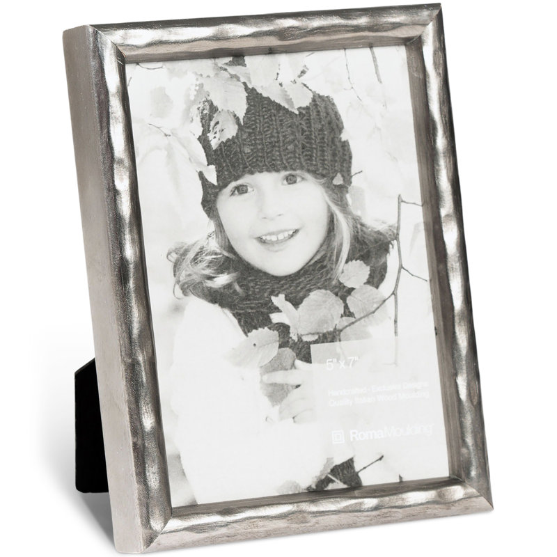 Cadre pour photo simple en bois embossé, 4" x 6", Argent