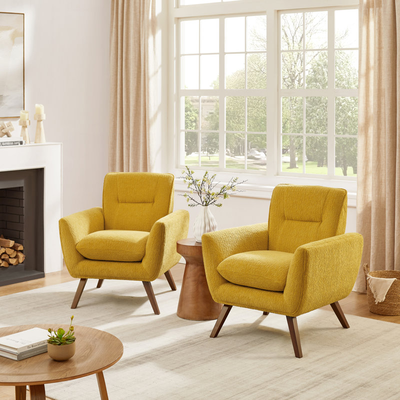Robertia Tufted Upholstered Armchair, Yellow Fabric