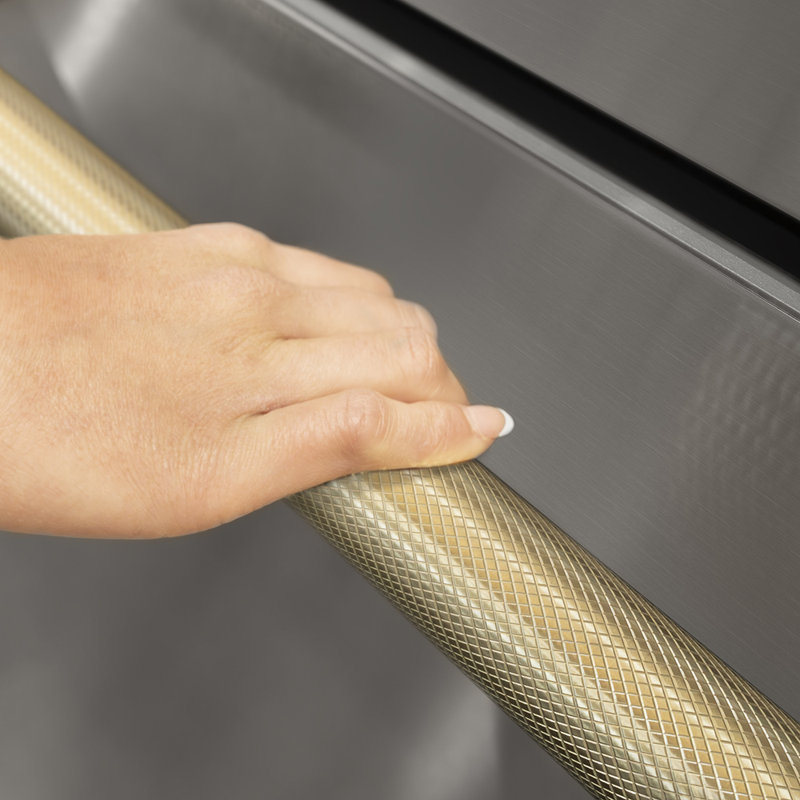 ZLINE Autograph 36 in. Stainless Counter-Depth Fridge w/ Water Dispenser & Gold Helix Handles, Champagne Bronze