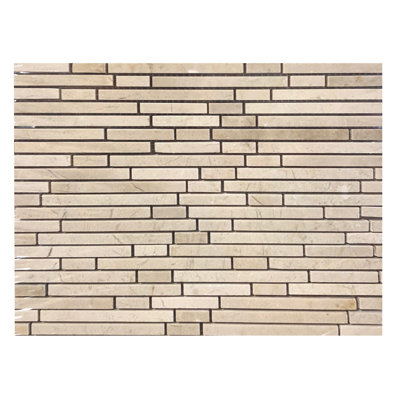 Crema Marfil Bamboo Sticks Marble Look Floor And Wall Mosaic