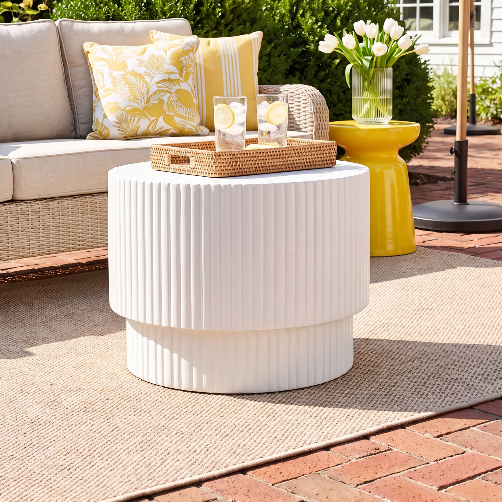20" Patio Side Table, White