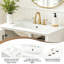 Meuble-lavabo moderne de 24 po avec lavabo en céramique, porte à fermeture douce, 3 tiroirs, poignées dorées et support de porte pour un rangement peu encombrant