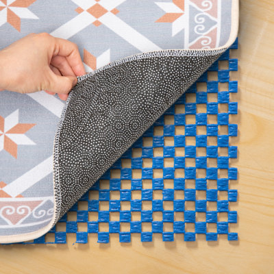 Non Slip Rug Pad Gripper for Area Rugs and Hardwood Floors Blue 20"x 68"