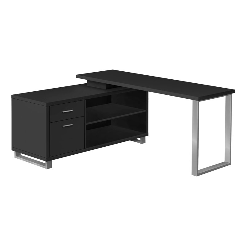 Bureau d'ordinateur Aijalon, bureau personnel, coin, tiroirs de rangement, forme en L, bureau, ordinateur portable, métal