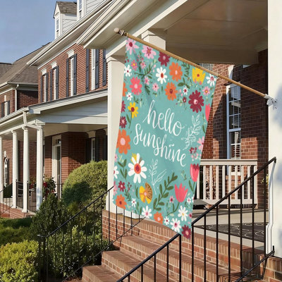 Hello Sunshine Floral Flag, 35 x 24 inch, for Seasonal Decoration