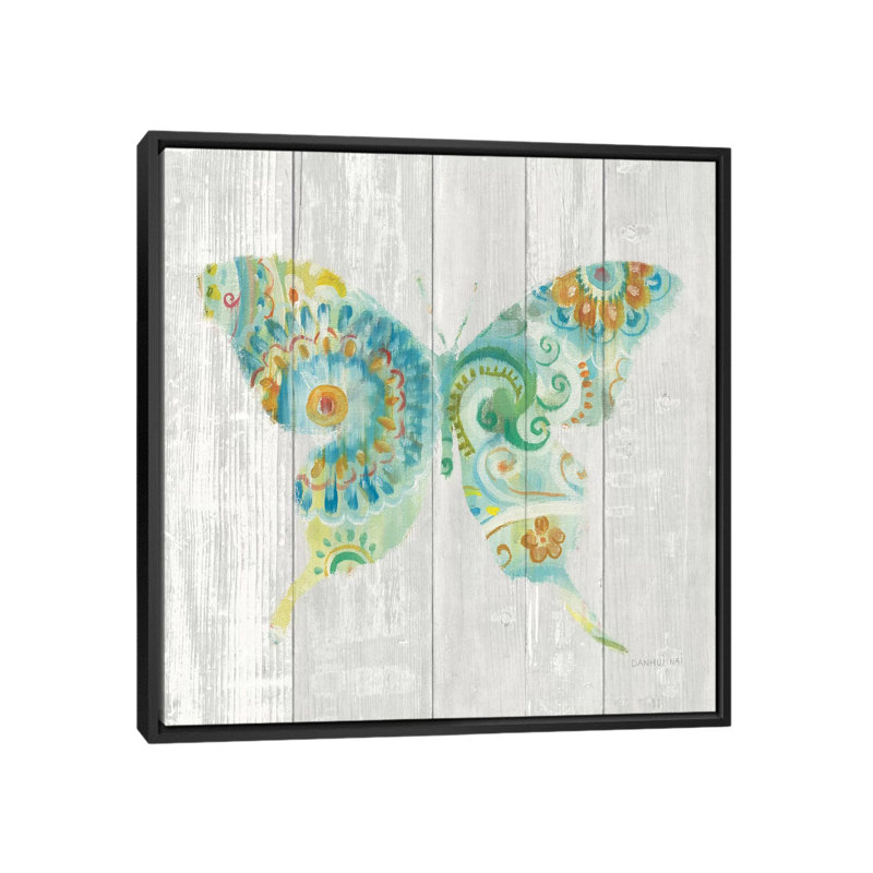 Ix, impression sur toile tendue Spring Dream Paisley, Toile avec cadre flottant noir, L 18 po x H 18 po x P 1,5 po