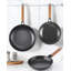 DM Cast Iron 8/10/12 Inch Nonstick Skillets, 3 Piece Frying Pan Set with Detachable Acacia Wooden Handle, Honeycomb Non Stick Omelette Egg Pan, Induction Cookware Easy Clean Oven Safe Pans for Cooking