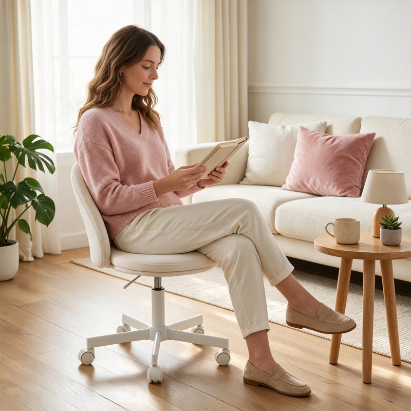 Latitude Run® Velvet Task Chair, White