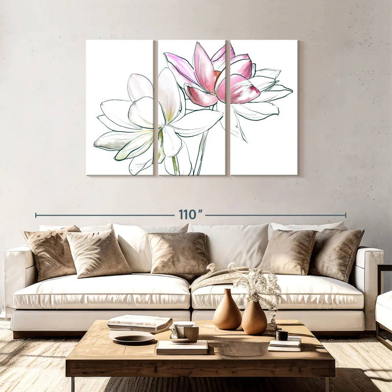 Duo de fleurs de lotus Harnek, H 48 po x l 74 po