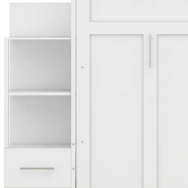 Lit escamotable double avec tablettes Campden, Blanc