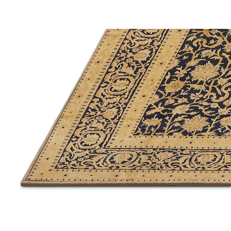 Tapis beige / bleu marine Sporgh, Rectangle 5 pi x 7 pi