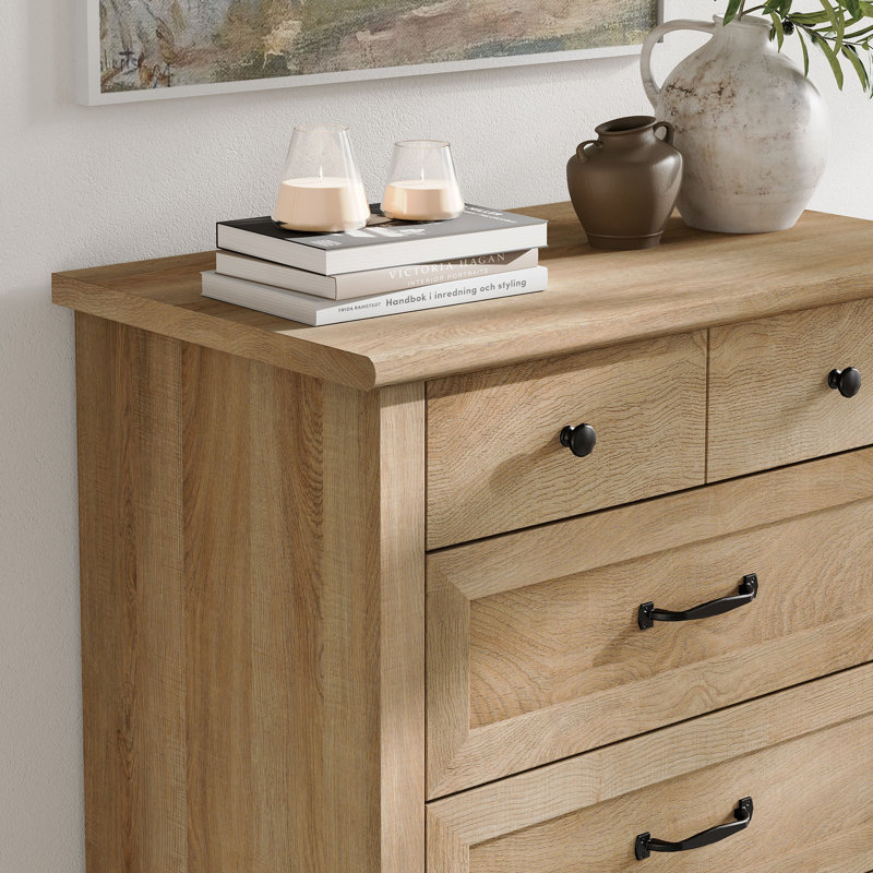 Commode 5 tiroirs Corretta, Chêne clair