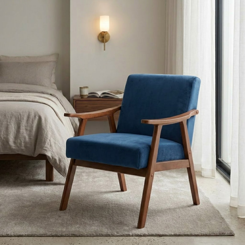 Fauteuil de réception Maret 30,71 po, Velours bleu
