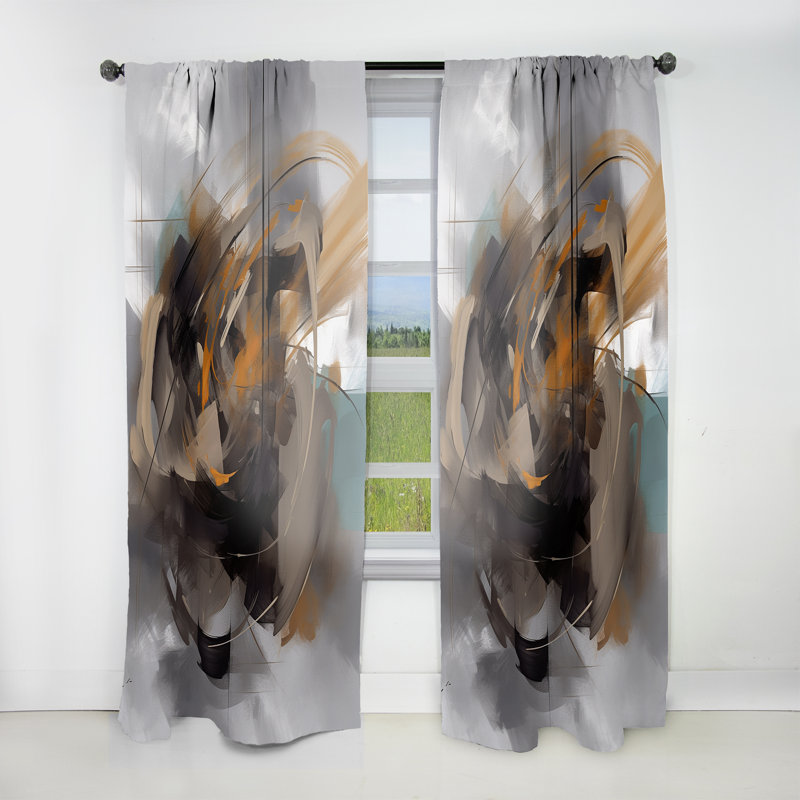 Galeri - Abstract Design Shapes IV - Rideau en velours moderne - obscurcissant - 1 panneau, L 52 po x L 63 po