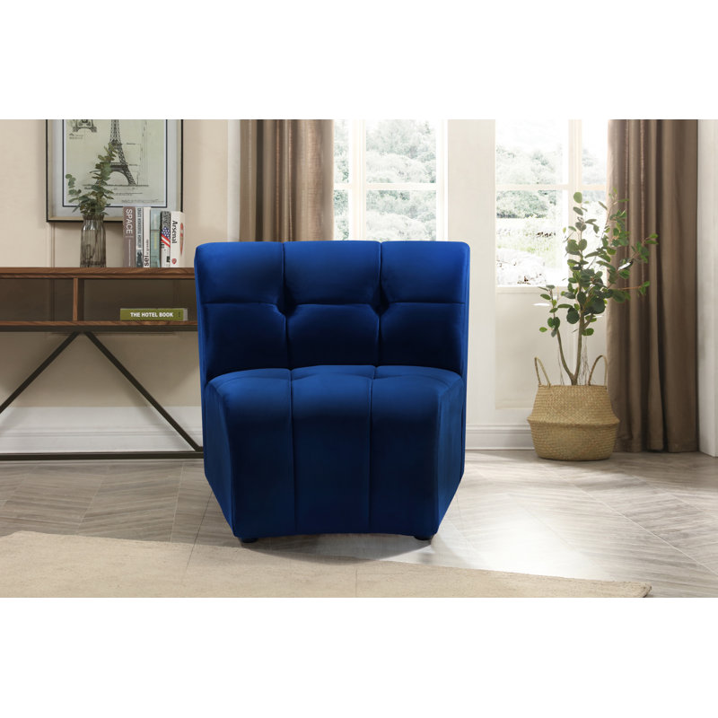 Chaise d'appoint en velours touffeté de 83,82 cm de largeur Jedson, Velours bleu marine