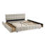 Grand lit plateforme tapissier avec tissu chenille, tête de lit souple et tiroirs de rangement, structure de lit moderne et solide beige (88,5 po x 68,5 po x 31 po)-18122816-18122829