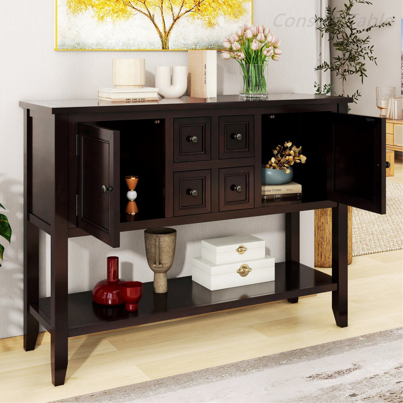 Console rétro avec quatre petits tiroirs, Espresso
