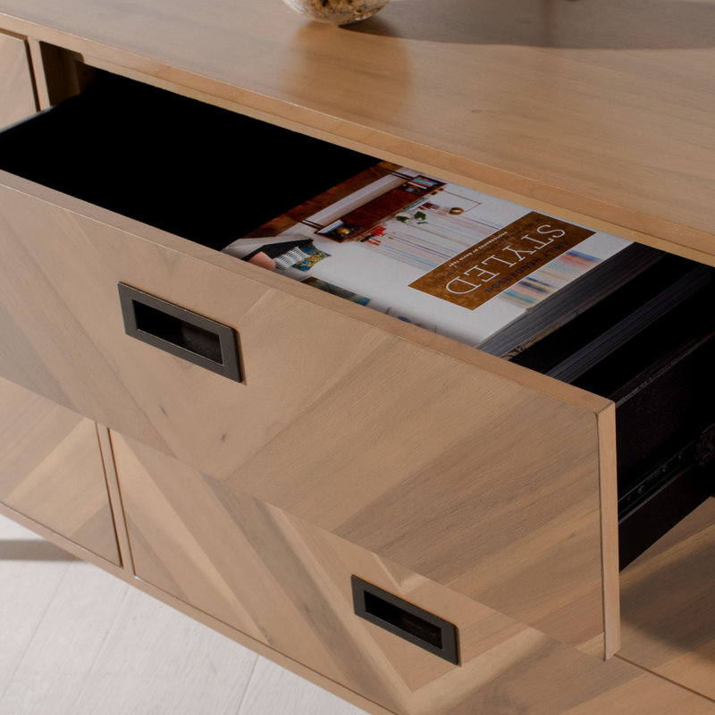 Commode double 6 tiroirs l 56 po, Naturel