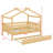 Wooden House Bed With Trundle