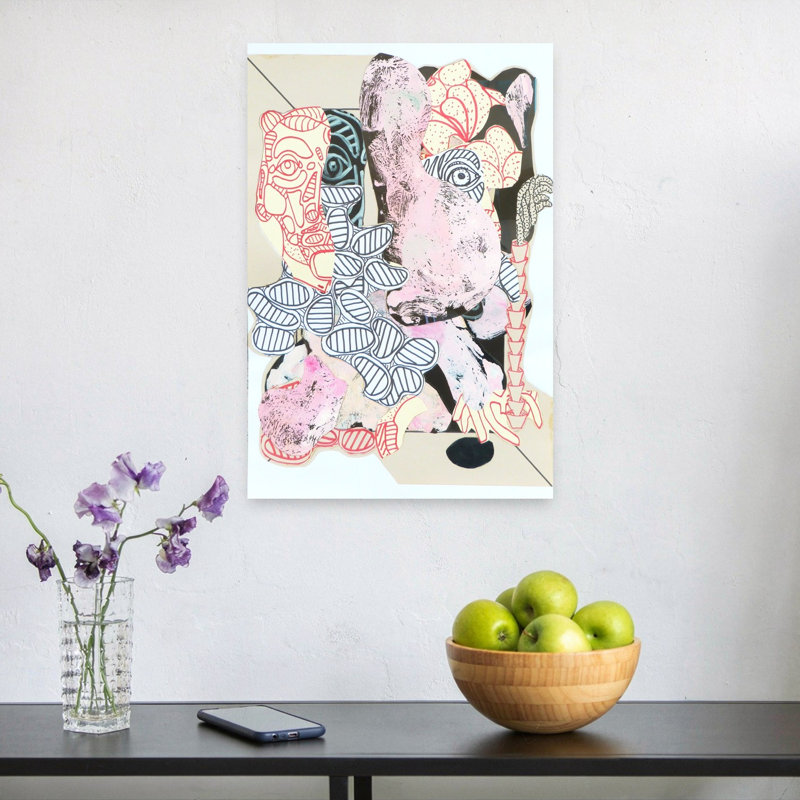Deconstructed Pink Portraits Abstract Contemporary Wall Art Print, 24" H x 16" W